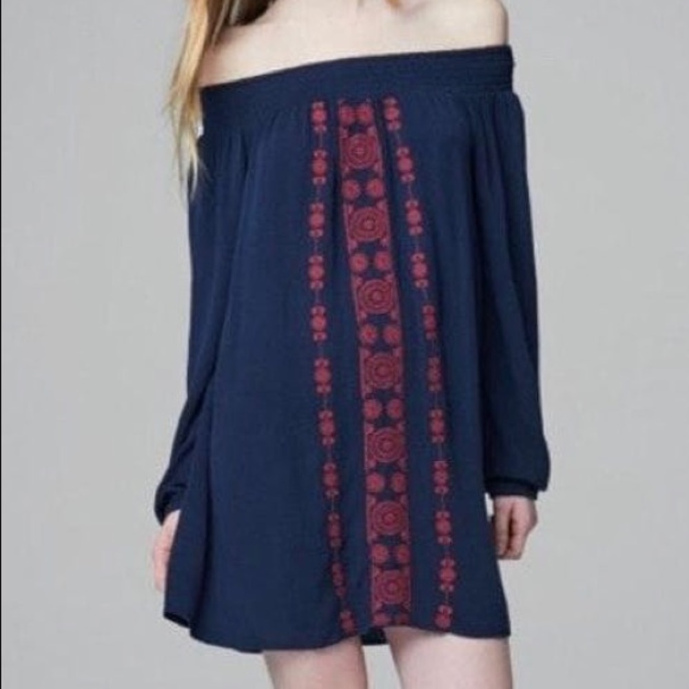 Off The Shoulder Embroidered Dress